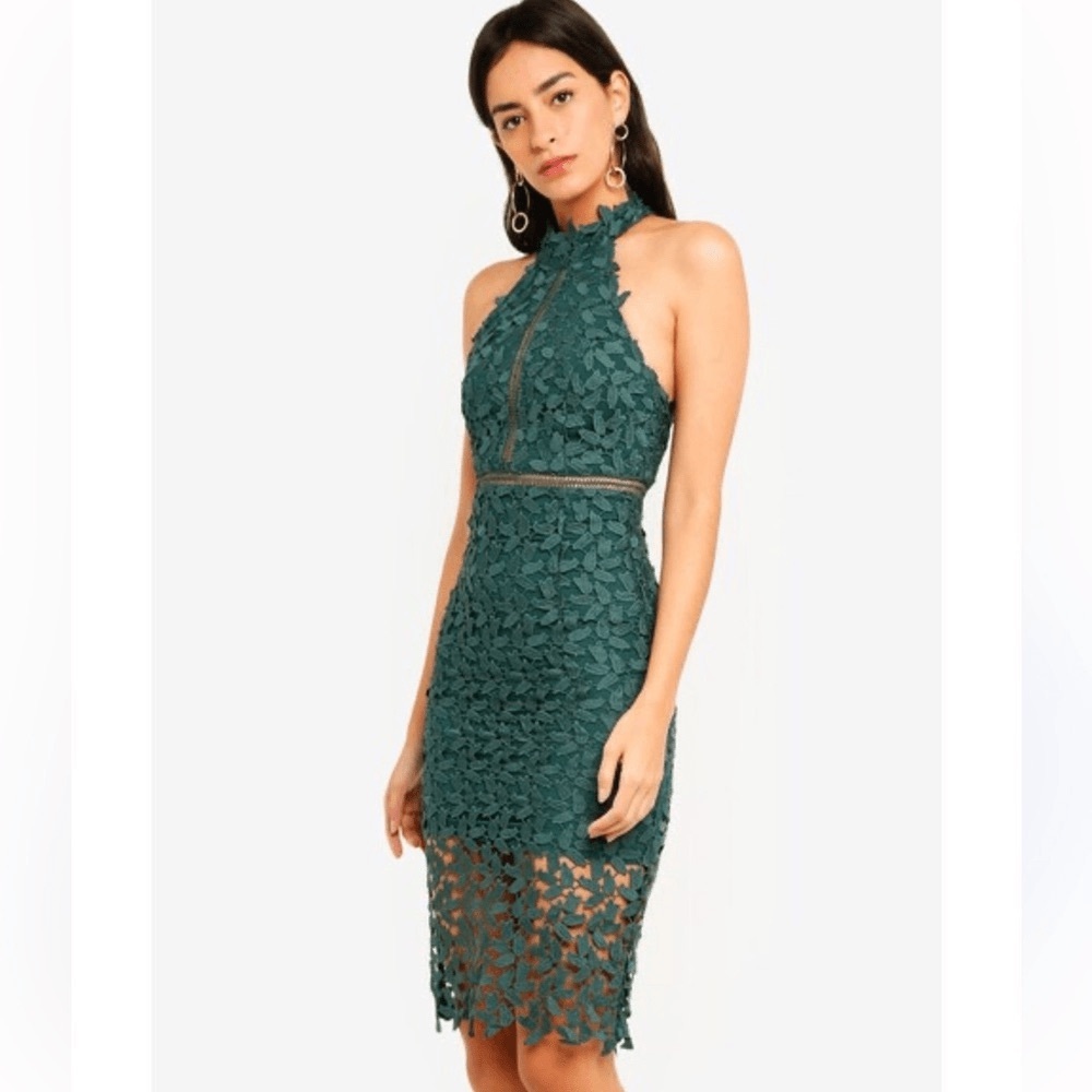 Bardot Womens Gemma Halter Lace Sheath Dress